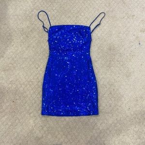 lucy in the sky size xs blue tight mini dress never worn